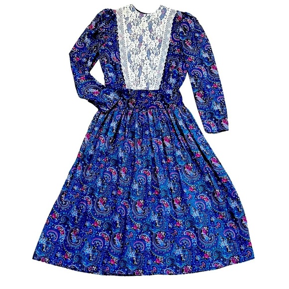Gunne Sax Dresses & Skirts - Gunne Sax Dress Lace Bodice 70s Made in USA Paisley Jessica McClintock Vintage